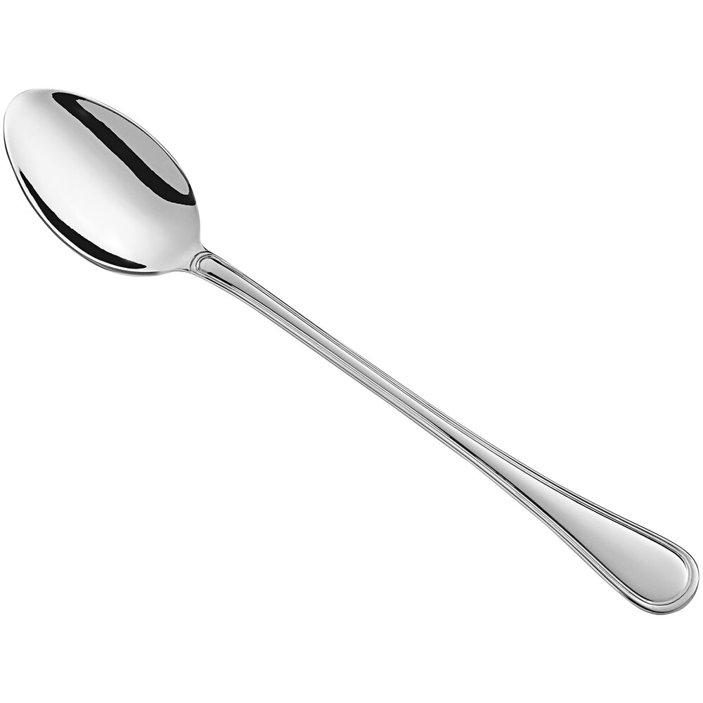 Libbey Louvre 13 1/8" 18/0 Stainless Steel Heavy Weight Long-Handle Solid Serving Spoon