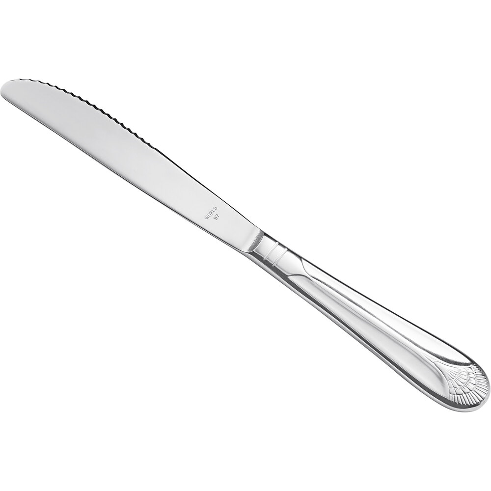Libbey Metropolitan 9 7/8" 18/0 Stainless Steel Heavy Weight Hollow-Handle Fluted Blade Dinner Knife - 36/Case