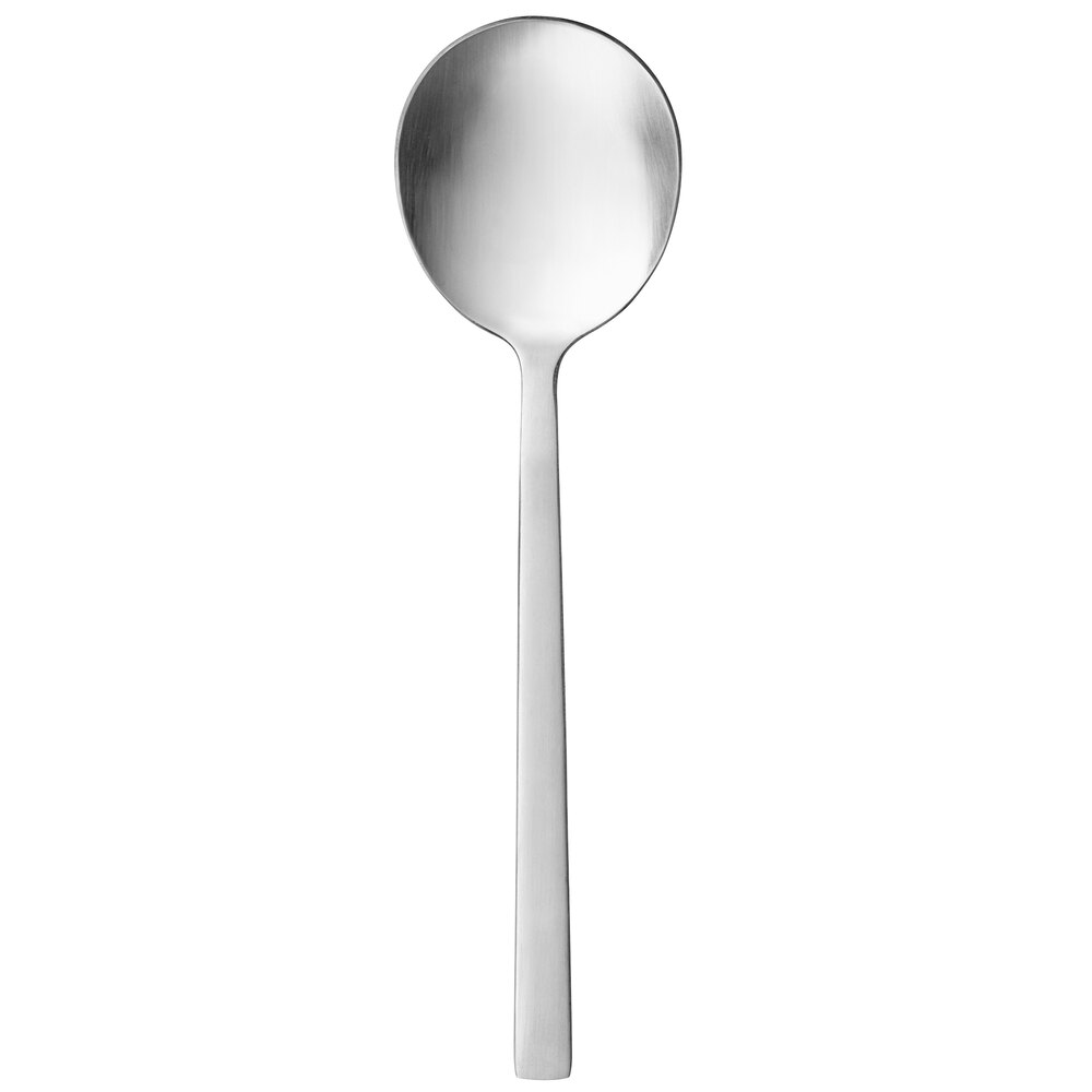 Libbey 663 016 Elexa Satin 7" 18/0 Stainless Steel Heavy Weight Bouillon Spoon - 36/Case