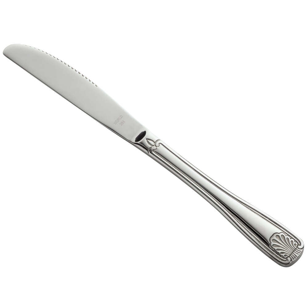 World Tableware 685 5262 Coquille 8 3/4" 18/0 Stainless Steel Heavy Weight Entree Knife - 36/Case