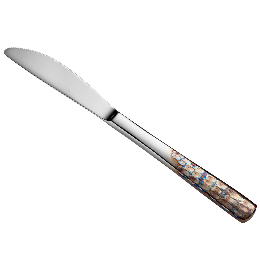 Reserve by Libbey 702 5501 Pebblestone 8 1/2" 18/10 Stainless Steel Extra Heavy Weight Solid Handle Dinner Knife - 12/Case
