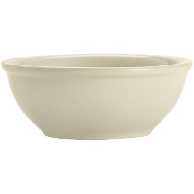Libbey Porcelana Cream 10 oz. Cream White Rolled Edge Porcelain Nappie Bowl