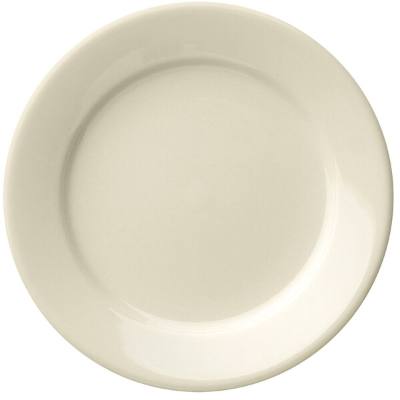 Libbey Porcelana Cream 5 1/2" Cream White Wide Rim Rolled Edge Porcelain Plate