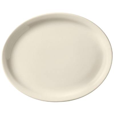 Libbey Porcelana Cream 11 1/2" x 9 1/4" Oval Cream White Narrow Rim Porcelain Platter
