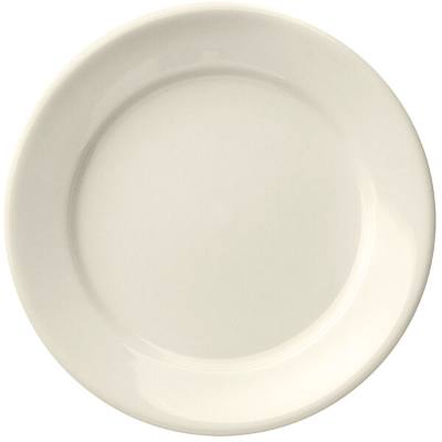 Libbey Porcelana Cream 11 1/2" Cream White Wide Rim Rolled Edge Porcelain Plate