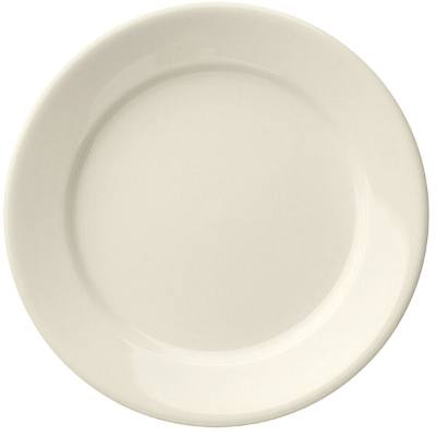 Libbey Porcelana Cream 12 3/8" Cream White Wide Rim Rolled Edge Porcelain Plate