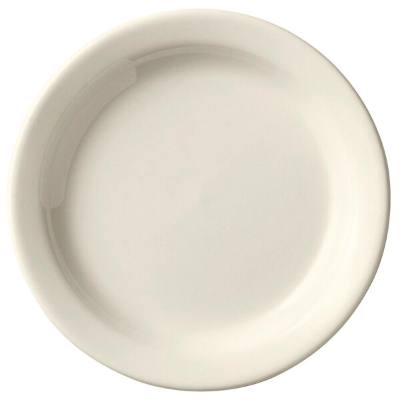 Libbey Porcelana Cream 5 1/2" Cream White Narrow Rim Porcelain Plate