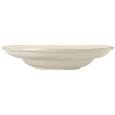 Libbey Porcelana Cream 56.5 oz. Cream White Wide Rim Rolled Edge Porcelain Pasta Bowl