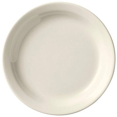 Libbey Porcelana Cream 6 1/2" Cream White Narrow Rim Porcelain Plate