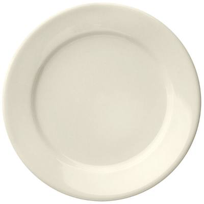 Libbey Porcelana Cream 7 3/4" Cream White Wide Rim Rolled Edge Porcelain Plate