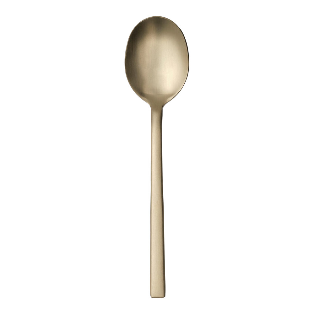 Libbey Elexa Satin OR 8 1/8" 18/0 Gold Stainless Steel Heavy Weight Dessert Spoon - 36/Case
