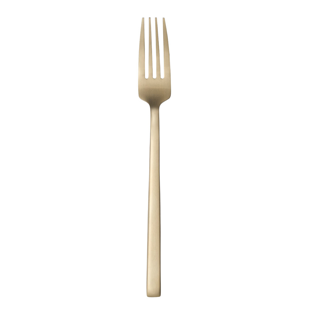 Libbey Elexa Satin OR 8 3/8" 18/0 Gold Stainless Steel Heavy Weight Dinner Fork - 36/Case