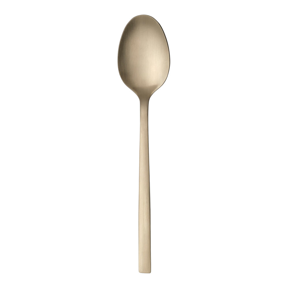Libbey Elexa Satin OR 7 1/4" 18/0 Gold Stainless Steel Heavy Weight Oval Dinner Spoon - 36/Case