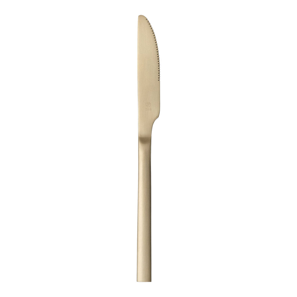 Libbey Elexa Satin OR 9" 18/0 Gold Stainless Steel Heavy Weight Dinner Knife - 12/Case