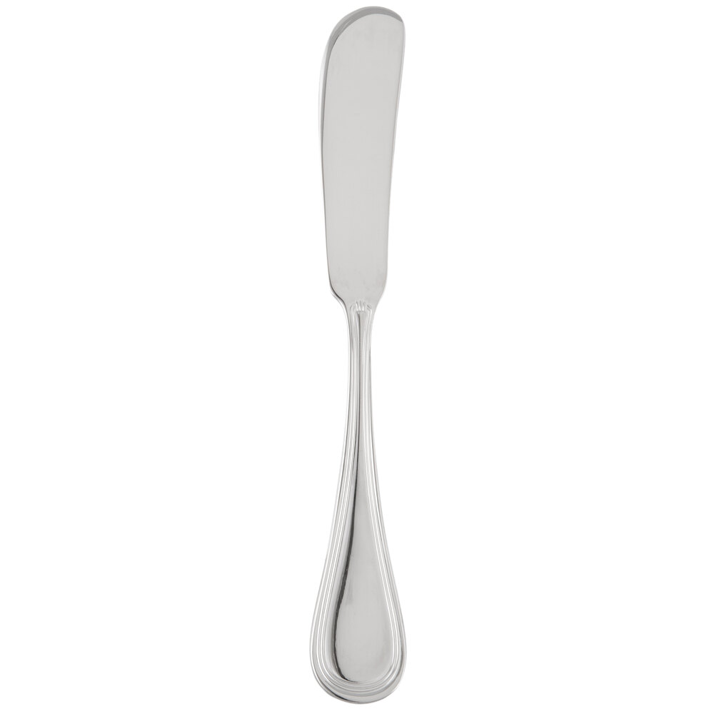 Libbey 774 053 Geneva 6 5/8" 18/8 Stainless Steel Extra Heavy Weight Butter Spreader with Flat Handle - 12/Case