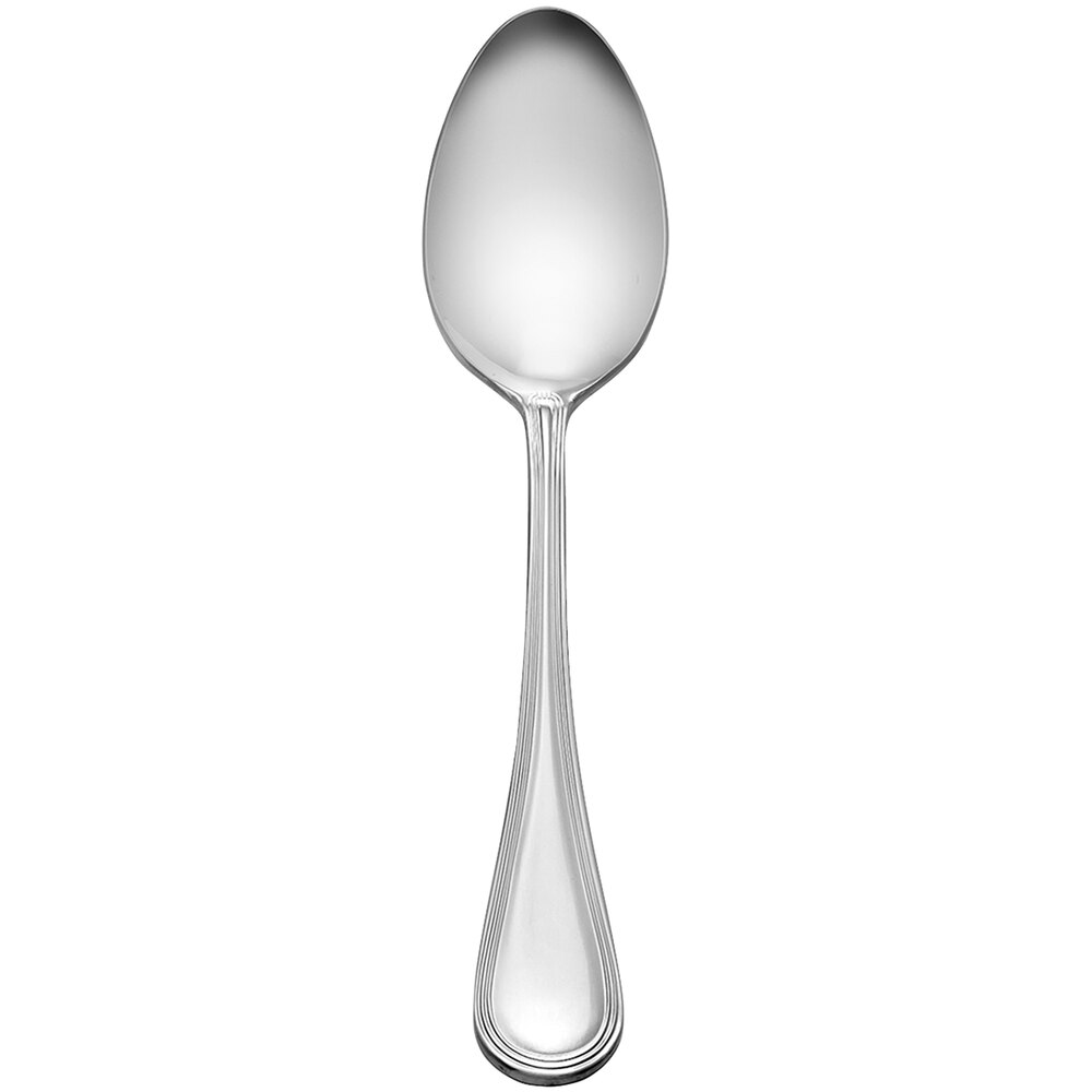 Libbey 774 103 Geneva 7 5/8" 18/8 Stainless Steel Extra Heavy Weight European Tablespoon / Serving Spoon - 12/Case