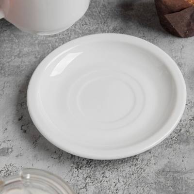 Libbey 840-205-006 Porcelana 6" Bright White Double Well Porcelain Saucer
