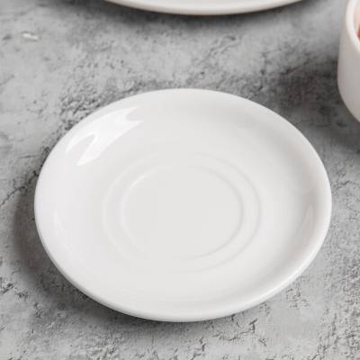 Libbey 840-215-005 Porcelana 5 1/2" Bright White Double Well Porcelain Saucer