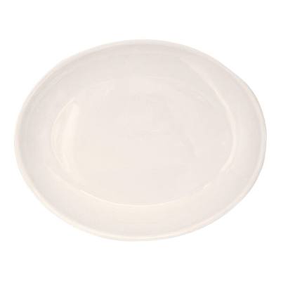 Libbey Porcelana 11 1/2" x 9 1/4" Oval Bright White Porcelain Coupe Platter