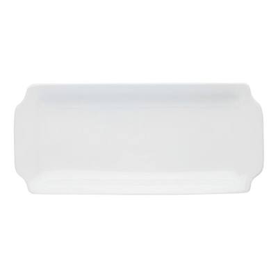 Libbey Porcelana 14" x 6 1/4" Rectangular Bright White Porcelain Cake Tray
