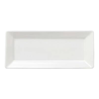 Libbey Porcelana 14 3/8" x 6 3/8" Rectangular Bright White Porcelain Platter