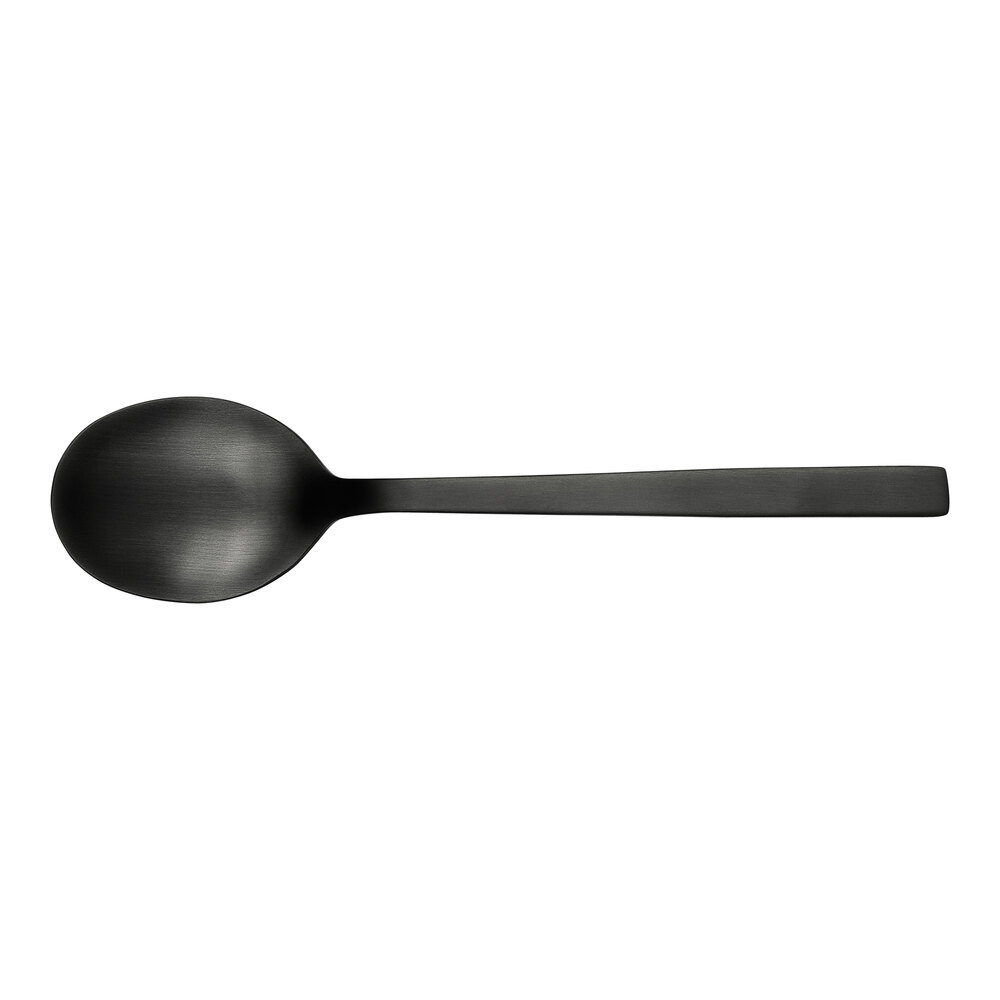 Libbey Elexa Satin Noir 7" 18/0 Stainless Steel Heavy Weight Bouillon Spoon - 36/Case