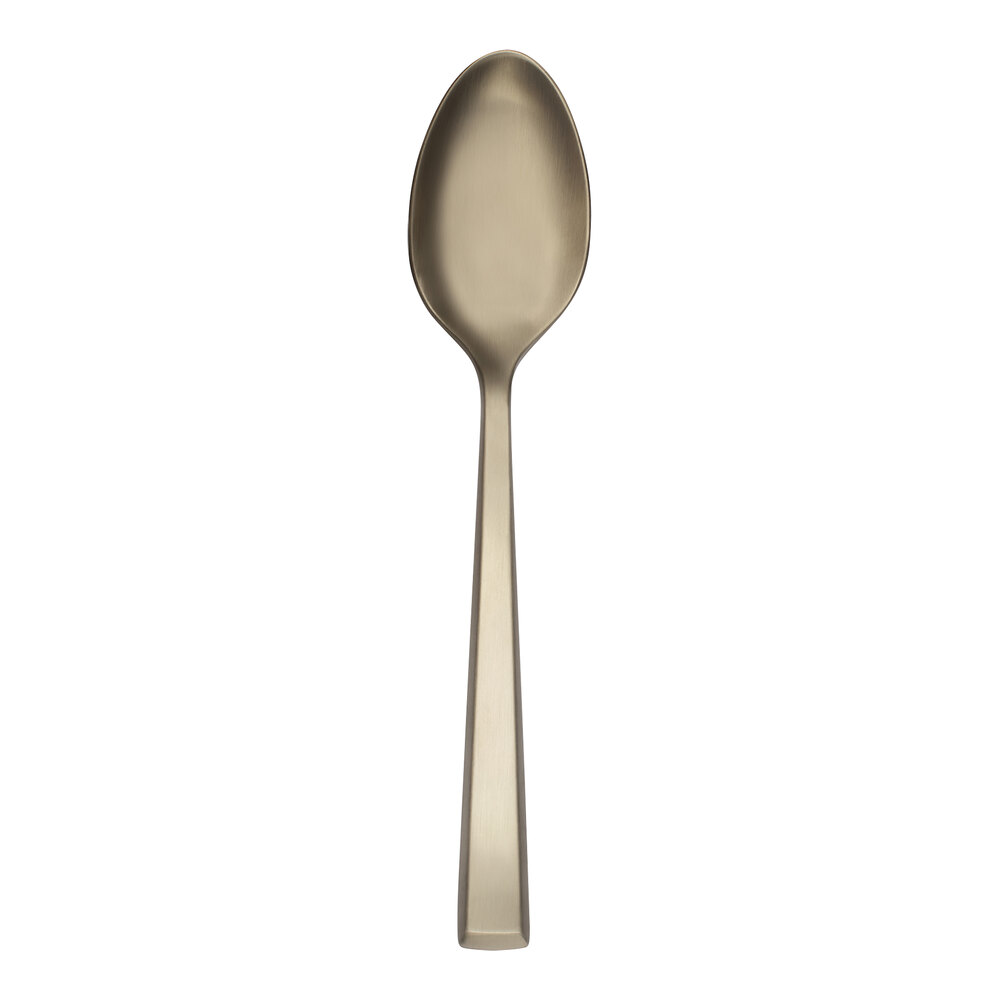 Reserve by Libbey Santorini Gold 8 5/8" 18/10 Stainless Steel Extra Heavy Weight Solid Serving Spoon - 12/Case