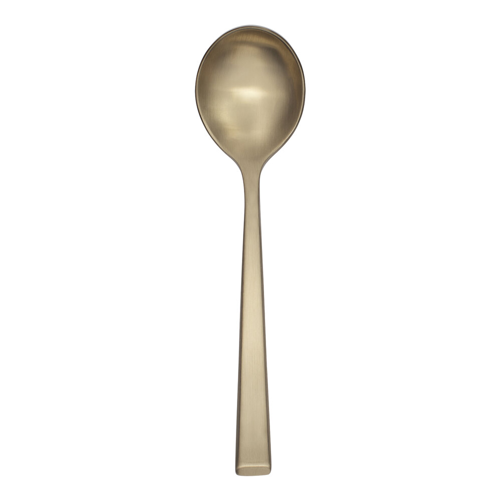 Reserve by Libbey Santorini Gold 6 1/8" 18/10 Stainless Steel Extra Heavy Weight Bouillon Spoon - 12/Case