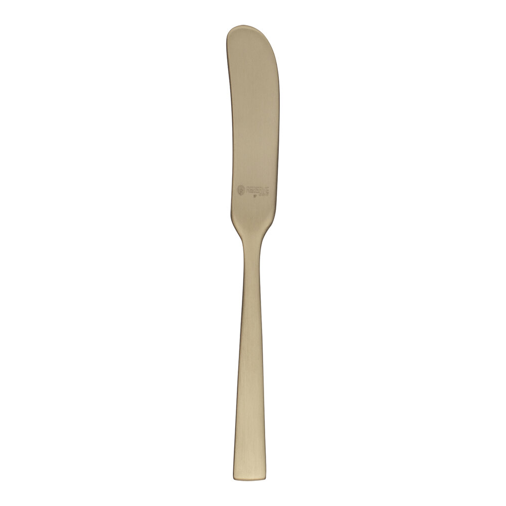 Reserve by Libbey Santorini Gold 5 3/4" 18/10 Stainless Steel Extra Heavy Weight Butter Spreader - 12/Case