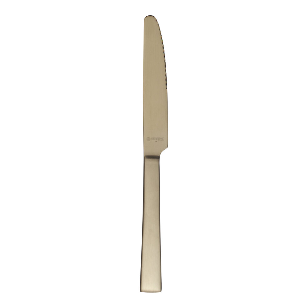 Reserve by Libbey Santorini Gold 8 1/2" 18/10 Stainless Steel Extra Heavy Weight Dessert Knife - 12/Case