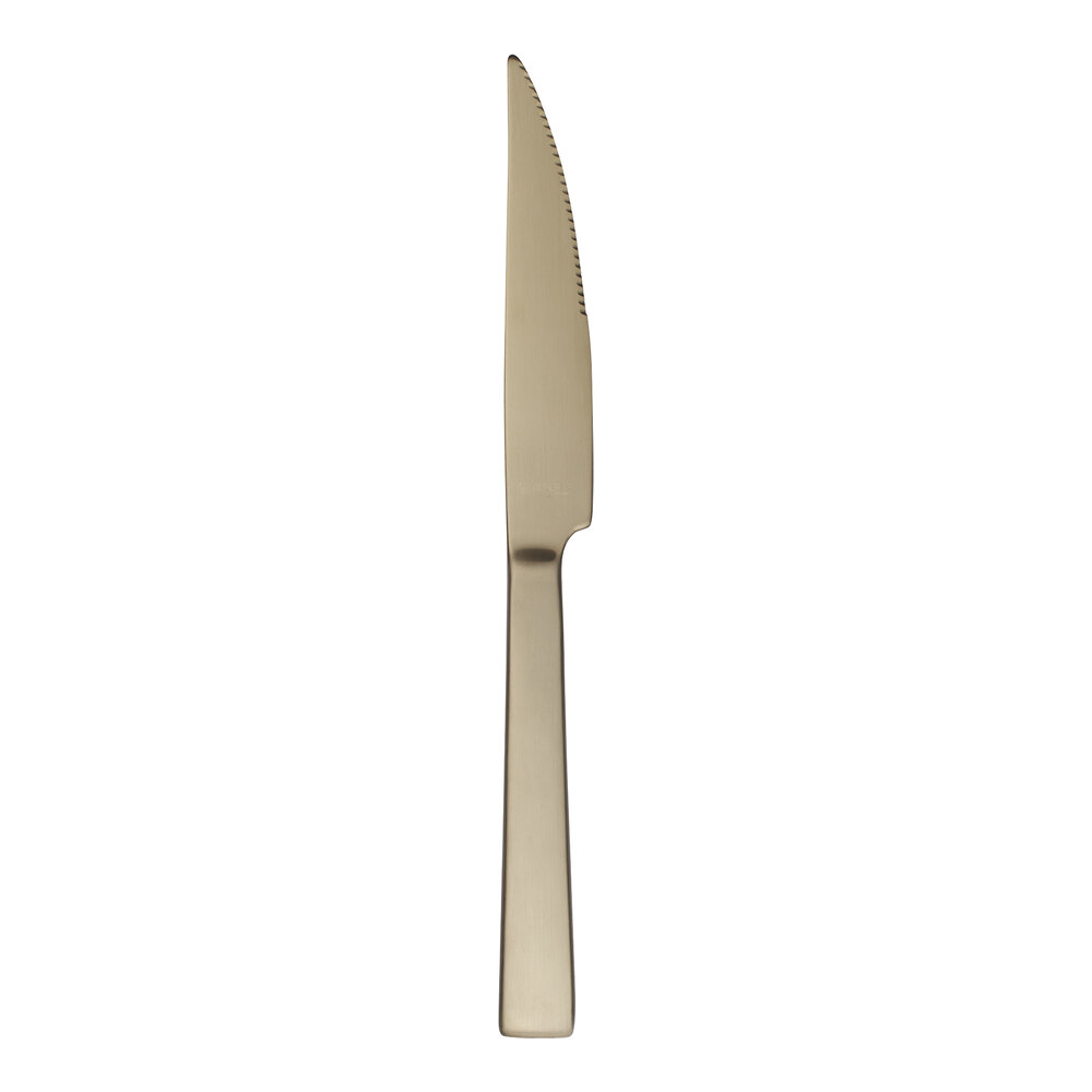 Reserve by Libbey Santorini Gold 9 1/2" 18/10 Stainless Steel Extra Heavy Weight Steak Knife - 12/Case