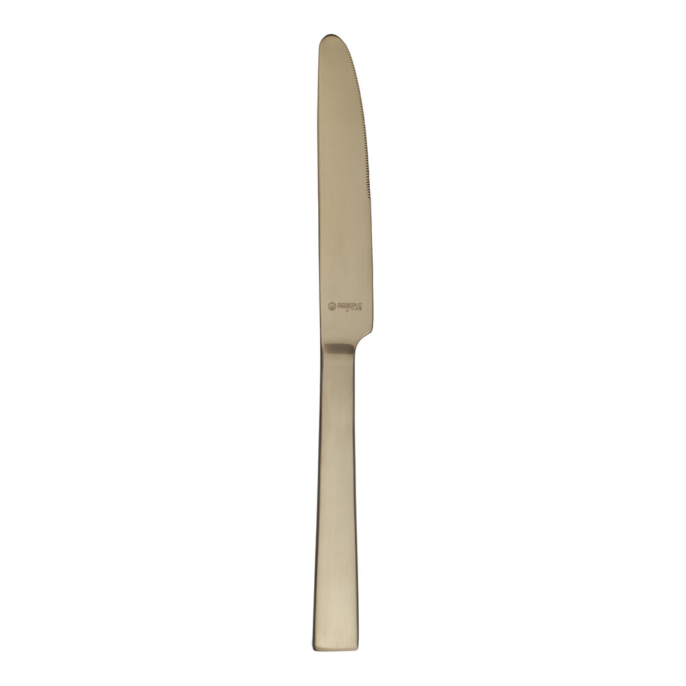 Reserve by Libbey Santorini Gold 9 1/2" 18/10 Stainless Steel Extra Heavy Weight Dinner Knife - 12/Case