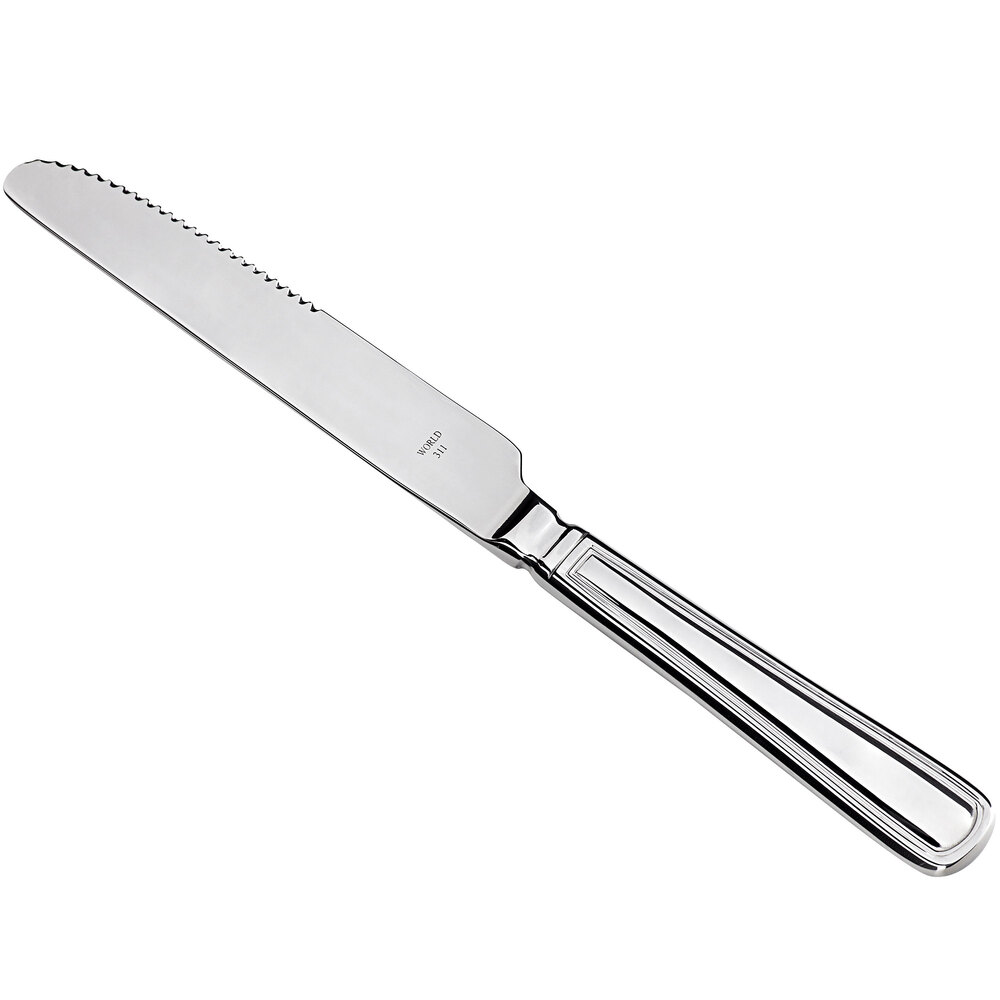 Libbey 918 7512 Classic Rim 9 5/8" 18/0 Stainless Steel Heavy Weight Dinner Knife with Pinched Bolster - 36/Case