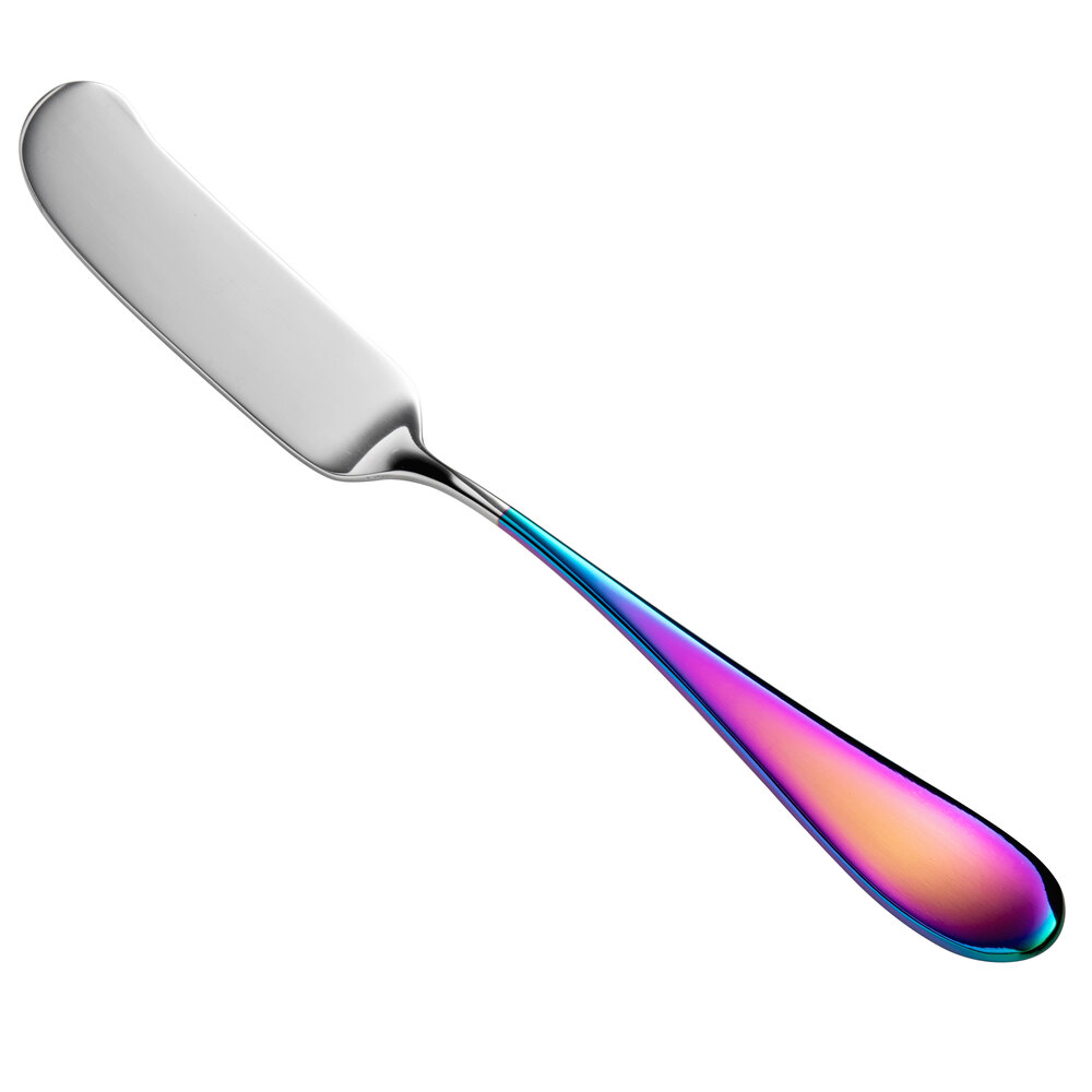 Reserve by Libbey 933 053 Santa Cruz Chroma 6 1/4" 18/10 Stainless Steel Extra Heavy Weight Butter Spreader with Flat Handle - 12/Case