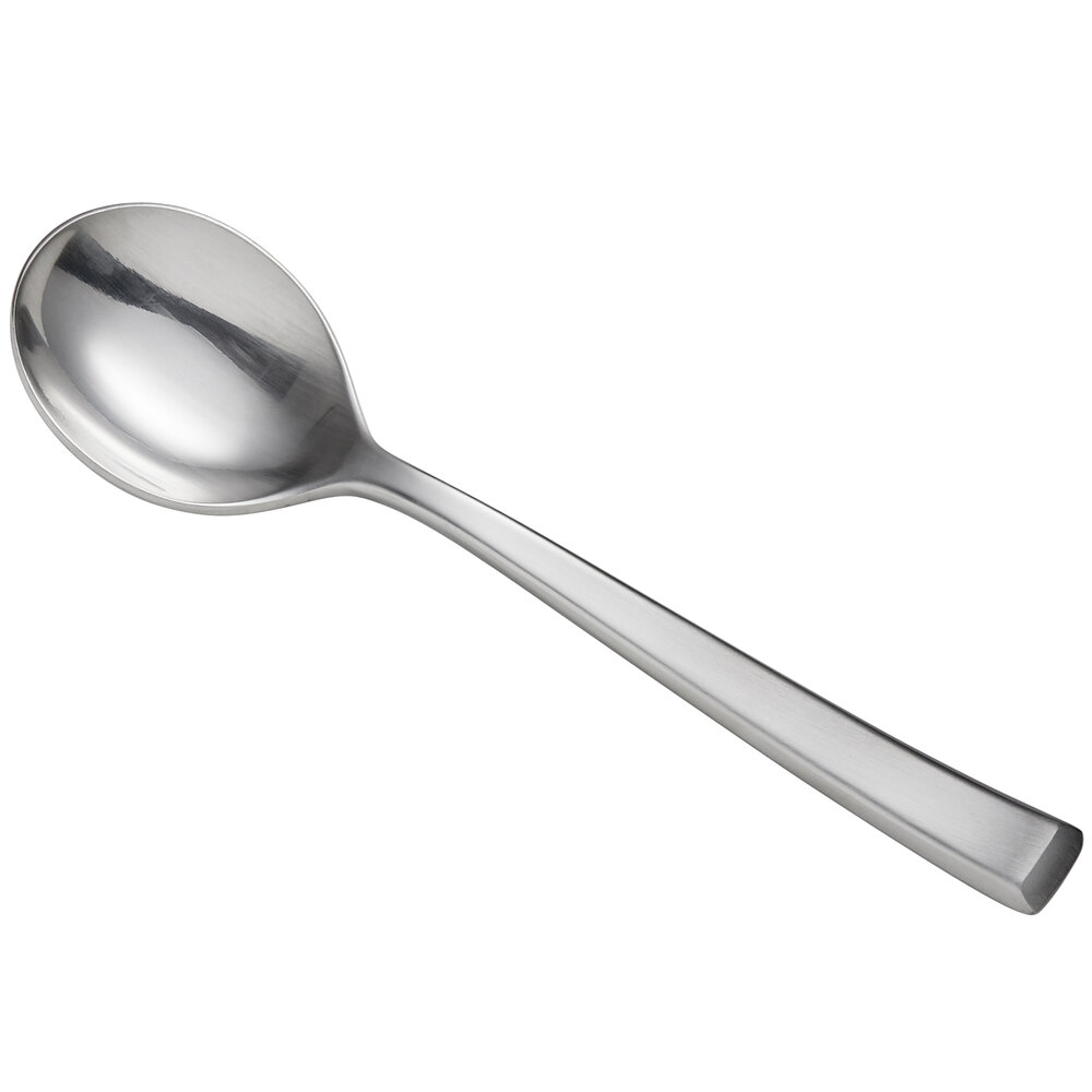 Reserve by Libbey 946 016 Santorini Satin 6 1/4" 18/10 Stainless Steel Extra Heavy Weight Bouillon Spoon - 12/Case