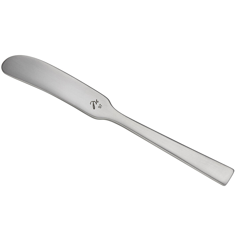Reserve by Libbey 946 053 Santorini Satin 5 3/4" 18/10 Stainless Steel Extra Heavy Weight Butter Spreader - 12/Case
