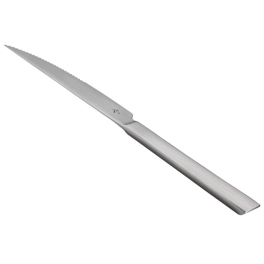 Reserve by Libbey 946 5762 Santorini Satin 9 1/2" 18/10 Stainless Steel Extra Heavy Weight Steak Knife - 12/Case