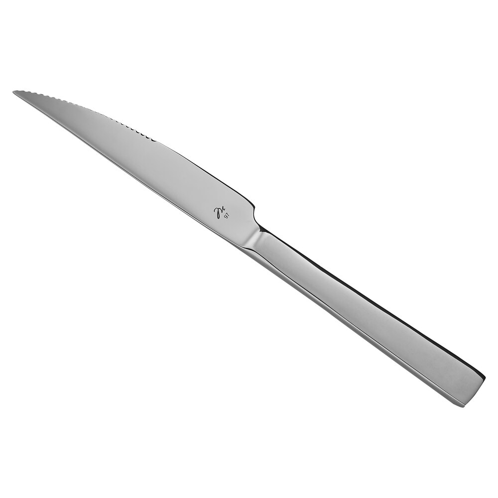 Reserve by Libbey 947 5762 Santorini Mirror 9 1/2" 18/10 Stainless Steel Extra Heavy Weight Steak Knife - 12/Case