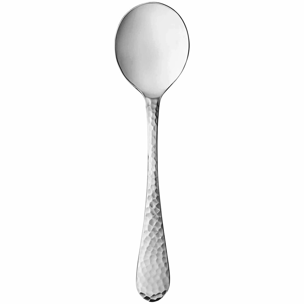 Reserve by Libbey Tessellate 5 3/4" 18/10 Stainless Steel Extra Heavy Weight Bouillon Spoon - 12/Case
