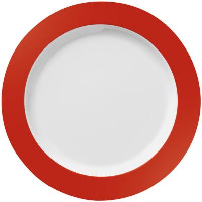 Libbey Basics 9" Bright White Medium Rim Melamine Plate with Red Band