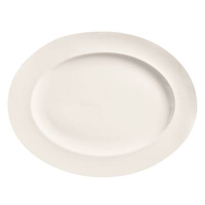 Libbey BW-1122 Basics 13 1/4" x 10 1/4" Bright White Oval Medium Rim Porcelain Platter