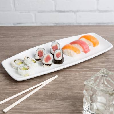 Libbey BW-1449 Basics 14" x 6" Bright White Long Rectangular Porcelain Tray