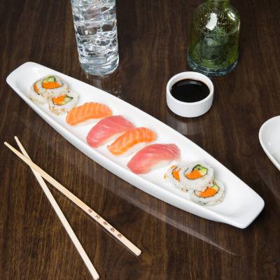 Libbey BW-6716 Chef's Selection II 17 1/4" x 4" Ultra Bright White Porcelain Canoe Tray