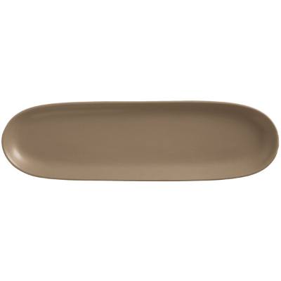 Libbey DRI-11-S Driftstone 13 1/4" x 4" Sand Satin Matte Porcelain Tray