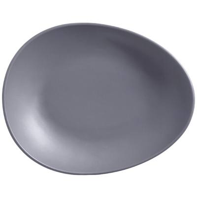 Libbey DRI-7-G Driftstone 10 7/8" x 8 1/2" Granite Satin Matte Organic Porcelain Coupe Plate