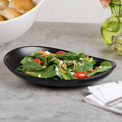 Libbey DRI-7-O Driftstone 10 7/8" x 8 1/2" Onyx Satin Matte Organic Porcelain Coupe Plate