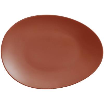 Libbey DRI-8-C Driftstone 13 3/4" x 10 1/8" Clay Satin Matte Organic Porcelain Coupe Plate