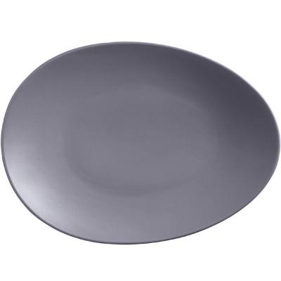 Libbey DRI-8-G Driftstone 13 3/4" x 10 1/8" Granite Satin Matte Organic Porcelain Coupe Plate