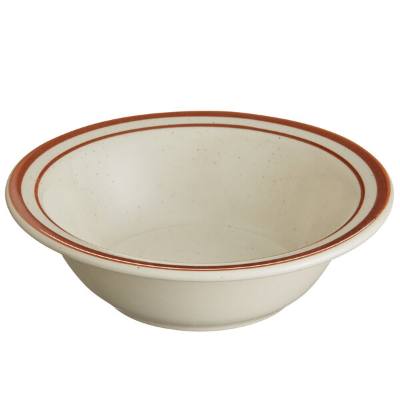 Libbey DSD-10 Desert Sand 13 oz. Brown Speckle Ivory (American White) Narrow Rim Stoneware Grapefruit Bowl with Brown Bands