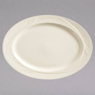 Libbey END-34 Endurance 13 1/2" x 9 1/2" Cream White Medium Rim China Platter